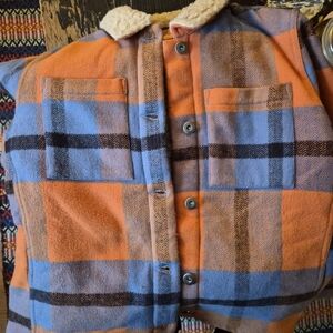 Toad&Co Orange and Blue Plaid Puffer Jacket